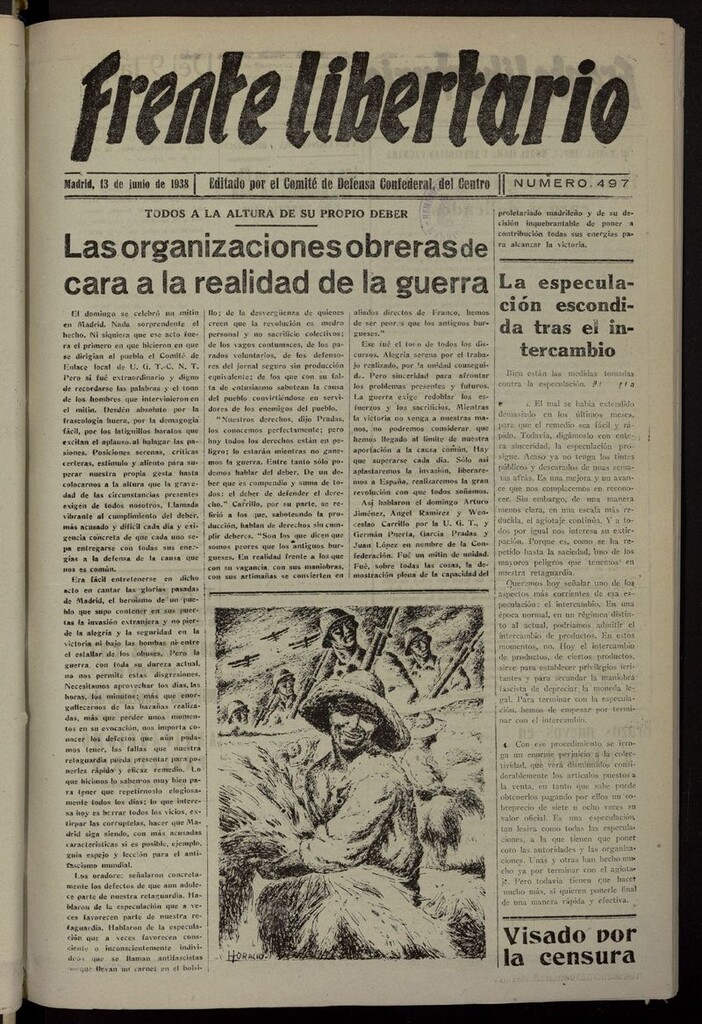 Miniatura de Frente Libertario: Órgano de las Milicias Confederales del 13 de junio de 1938