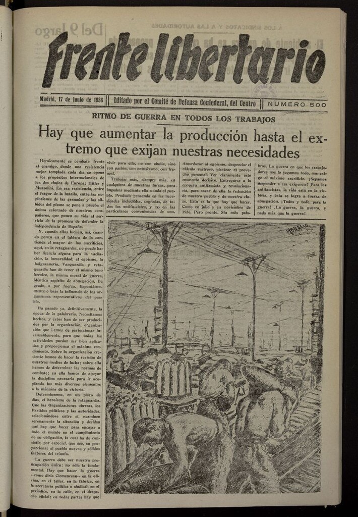 Miniatura de Frente Libertario: Órgano de las Milicias Confederales del 17 de junio de 1938