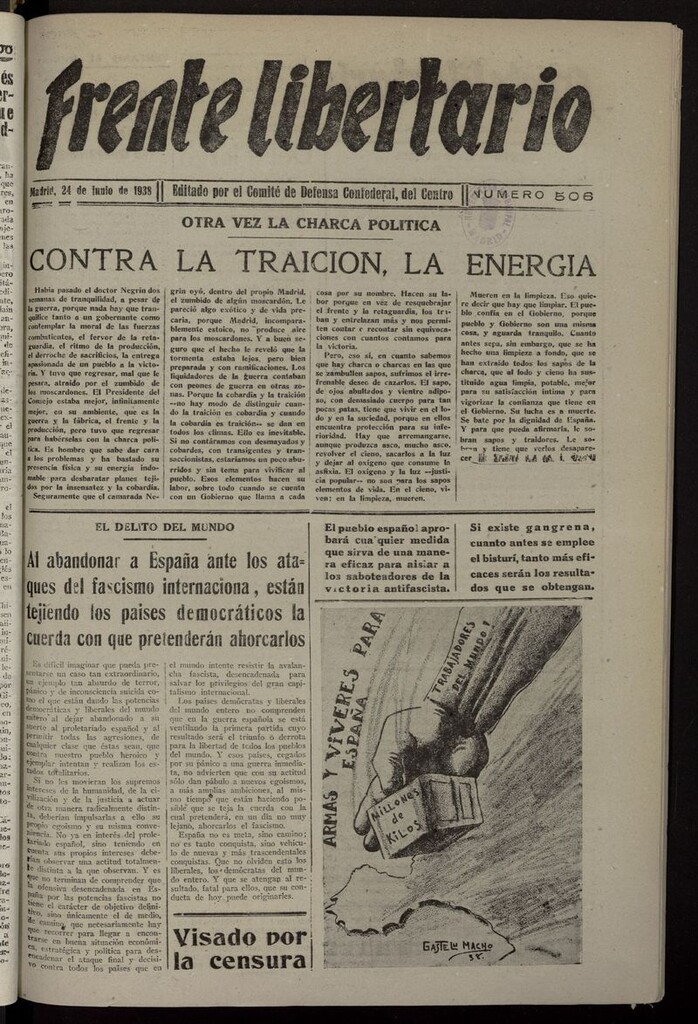 Miniatura de Frente Libertario: Órgano de las Milicias Confederales del 24 de junio de 1938