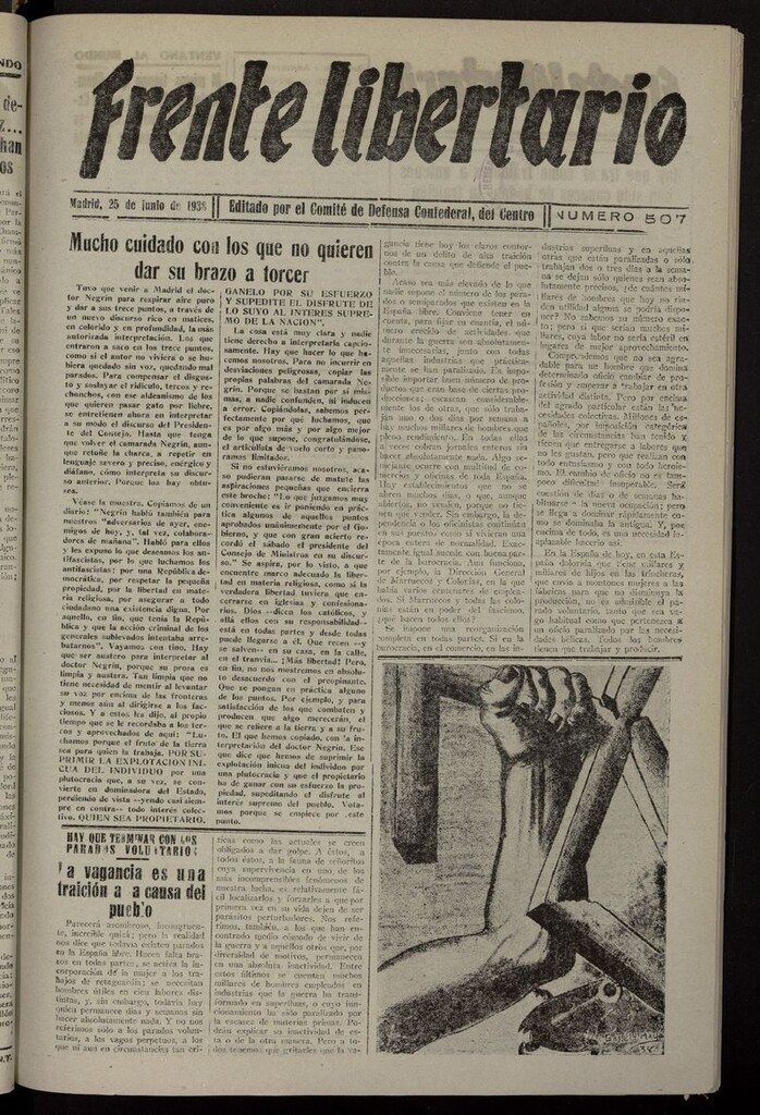 Miniatura de Frente Libertario: Órgano de las Milicias Confederales del 25 de junio de 1938