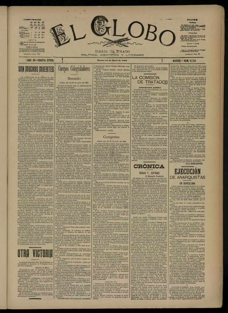 Miniatura de El Globo : diario ilustrado del 22 de mayo de 1894, nº 6766