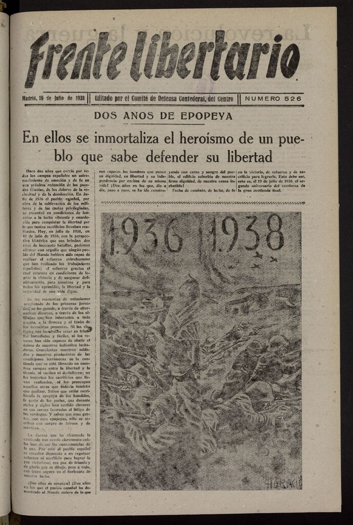 Miniatura de Frente Libertario: Órgano de las Milicias Confederales del 19 de julio de 1938