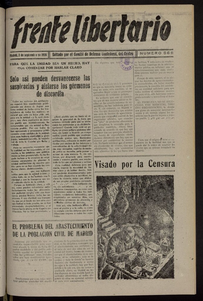 Miniatura de Frente Libertario: Órgano de las Milicias Confederales del 3 de septiembre de 1938