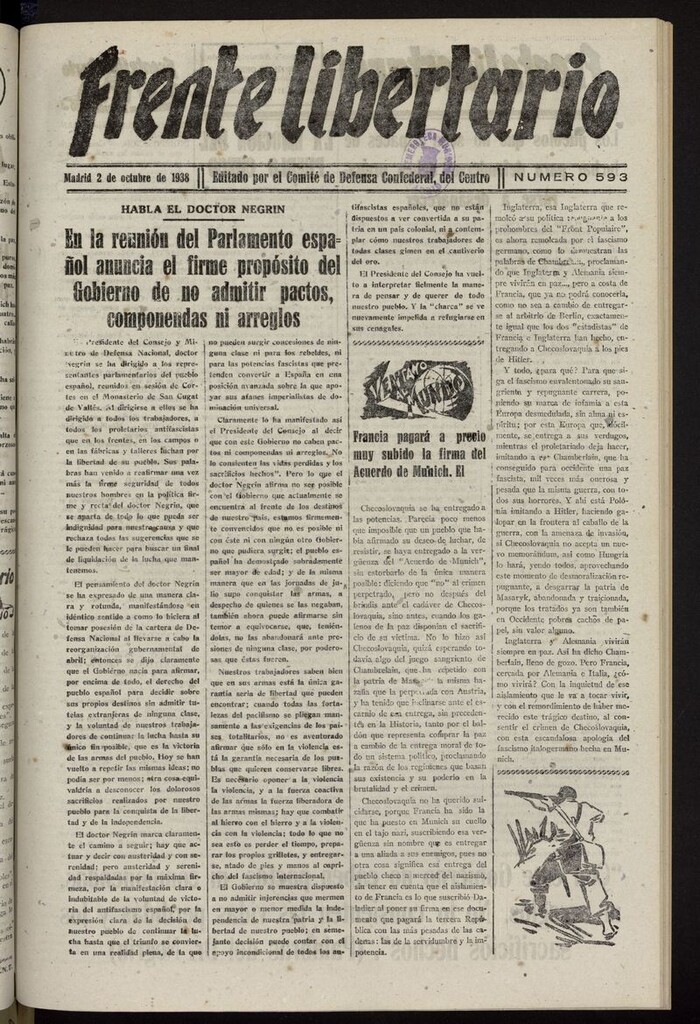 Miniatura de Frente Libertario: Órgano de las Milicias Confederales del 2 de octubre de 1938