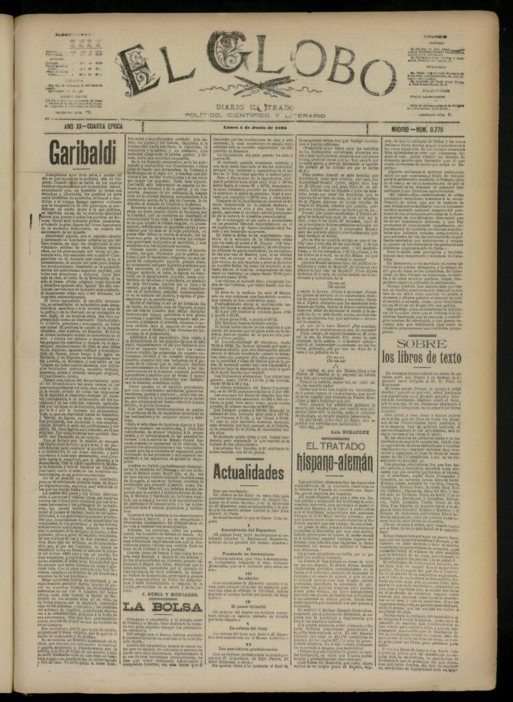 Miniatura de El Globo : diario ilustrado del 4 de junio de 1894, nº 6779