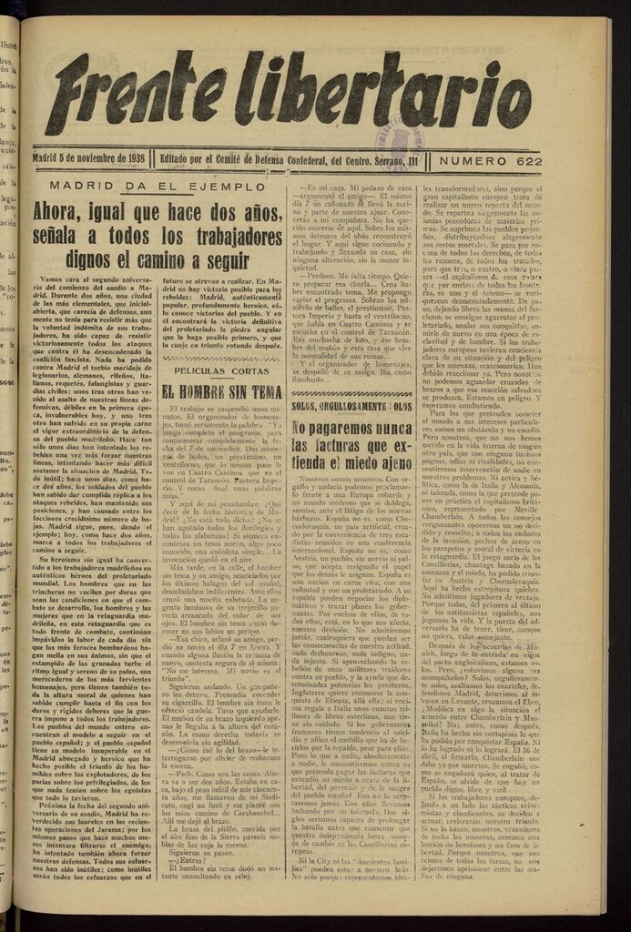 Miniatura de Frente Libertario: Órgano de las Milicias Confederales del 5 de noviembre de 1938