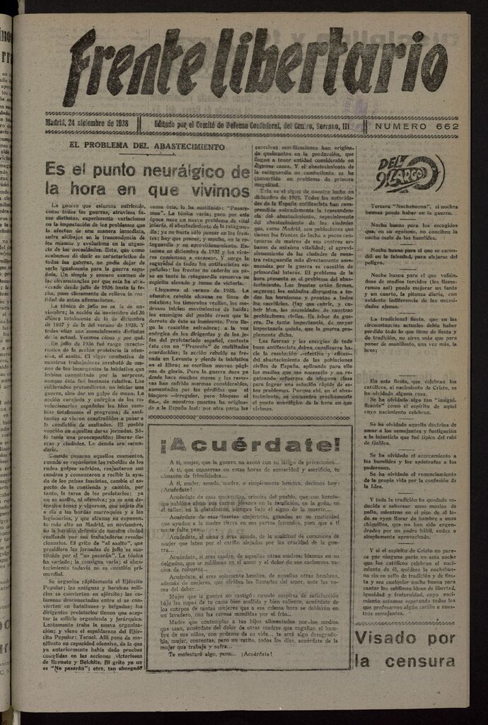 Miniatura de Frente Libertario: Órgano de las Milicias Confederales del 24 de diciembre de 1938