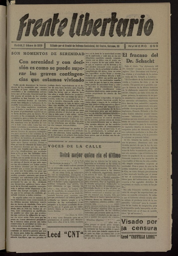Miniatura de Frente Libertario: Órgano de las Milicias Confederales del 2 de febrero de 1939