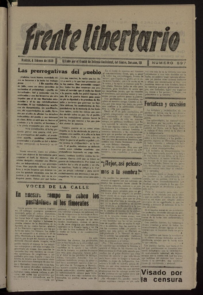 Miniatura de Frente Libertario: Órgano de las Milicias Confederales del 4 de febrero de 1939