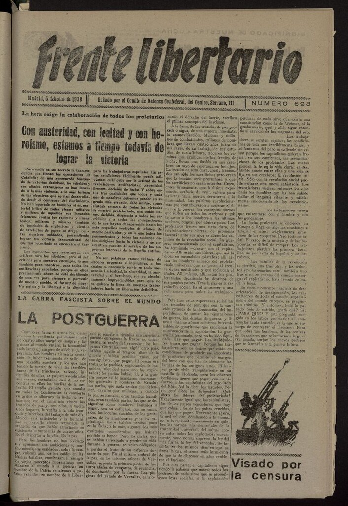 Miniatura de Frente Libertario: Órgano de las Milicias Confederales del 5 de febrero de 1939