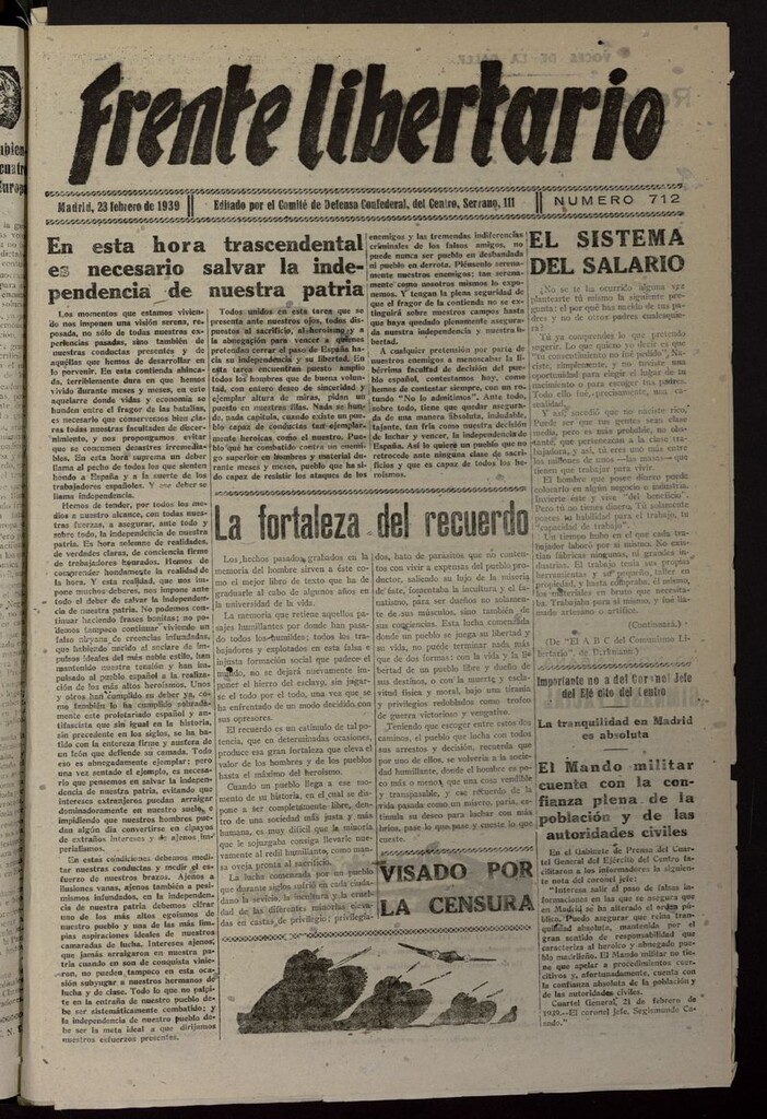 Miniatura de Frente Libertario: Órgano de las Milicias Confederales del 23 de febrero de 1939
