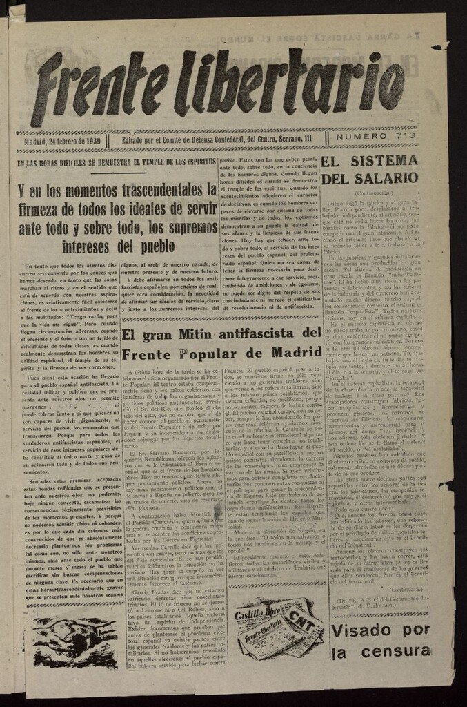 Miniatura de Frente Libertario: Órgano de las Milicias Confederales del 24 de febrero de 1939