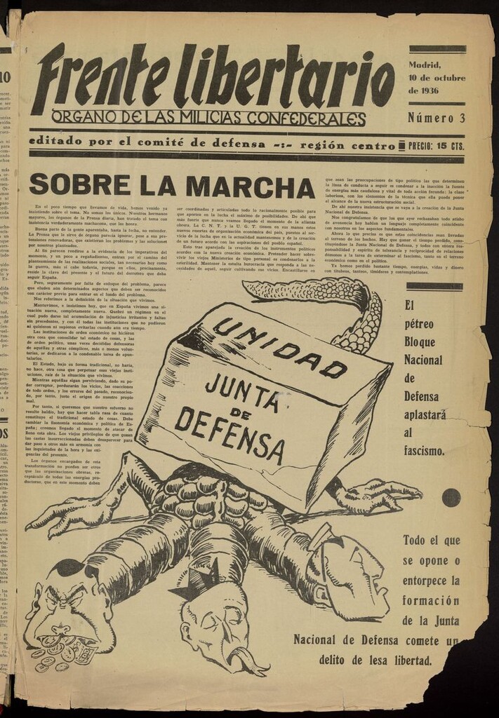 Miniatura de Frente Libertario: Órgano de las Milicias Confederales del 10 de octubre de 1936