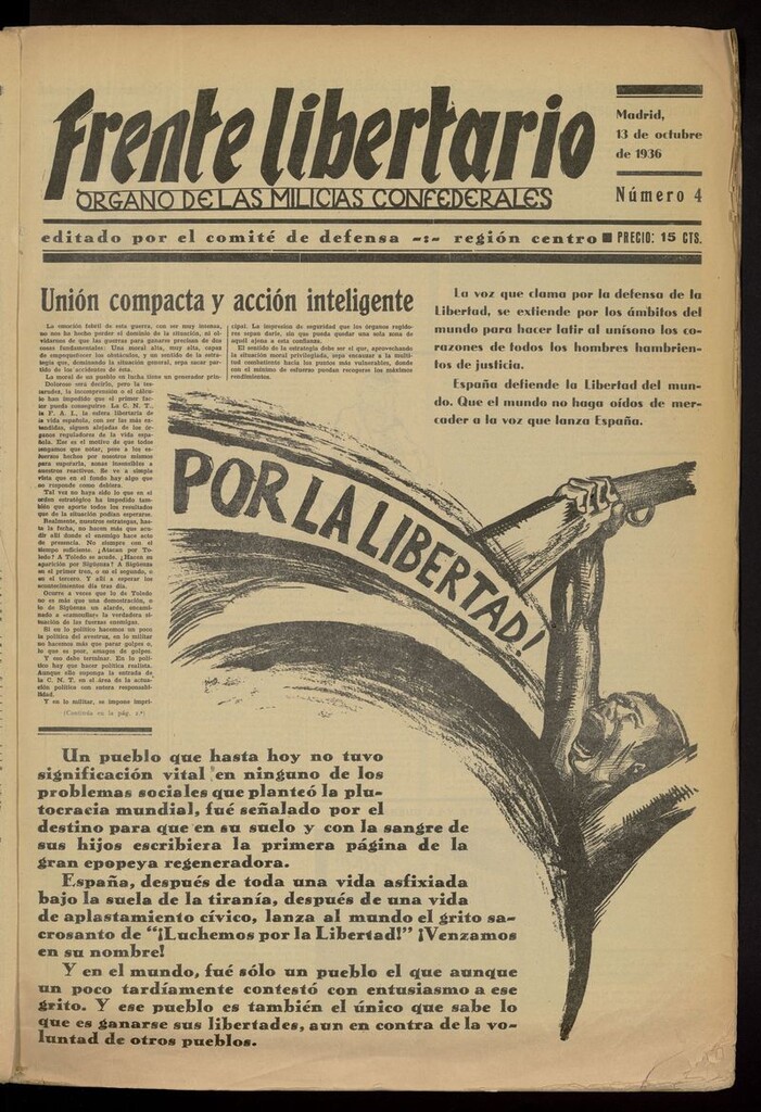 Miniatura de Frente Libertario: Órgano de las Milicias Confederales del 13 de octubre de 1936
