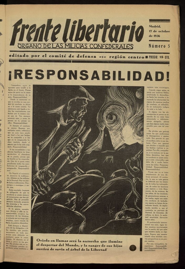 Miniatura de Frente Libertario: Órgano de las Milicias Confederales del 17 de octubre de 1936