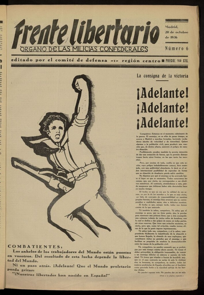 Miniatura de Frente Libertario: Órgano de las Milicias Confederales del 20 de octubre de 1936