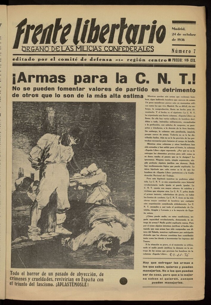 Miniatura de Frente Libertario: Órgano de las Milicias Confederales del 24 de octubre de 1936