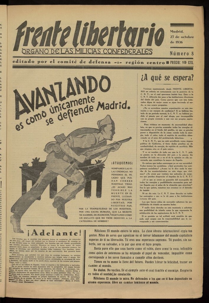 Miniatura de Frente Libertario: Órgano de las Milicias Confederales del 27 de octubre de 1936