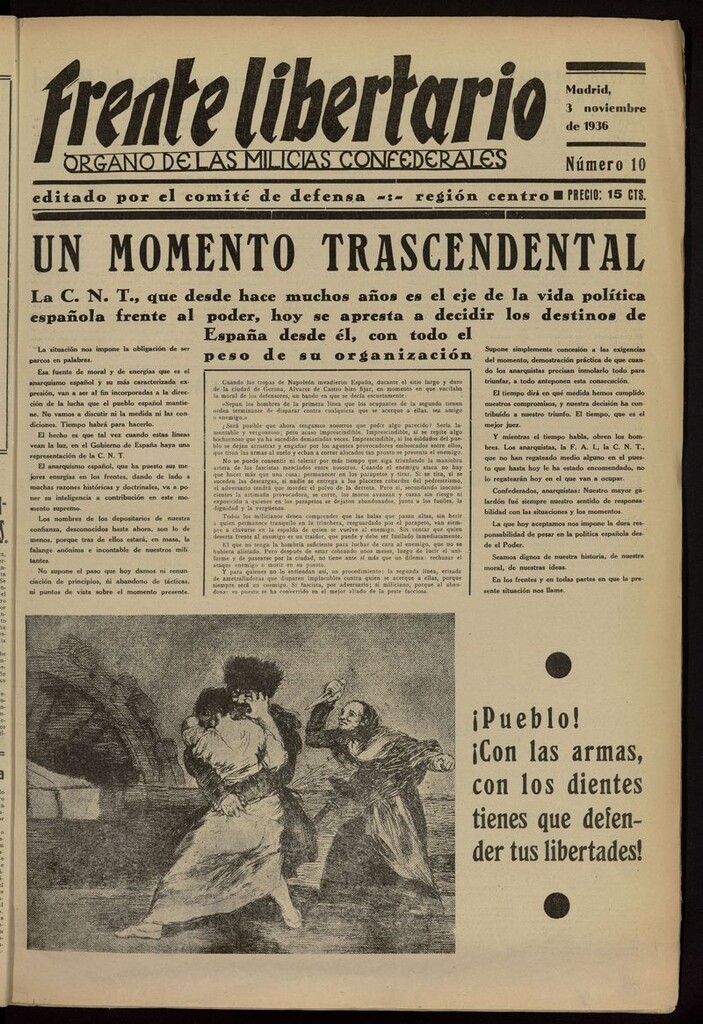 Miniatura de Frente Libertario: Órgano de las Milicias Confederales del 3 de noviembre de 1936