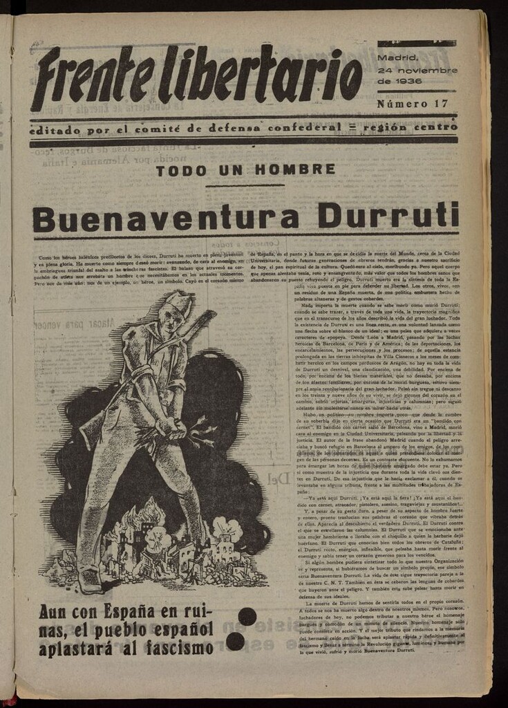 Miniatura de Frente Libertario: Órgano de las Milicias Confederales del 24 de noviembre de 1936