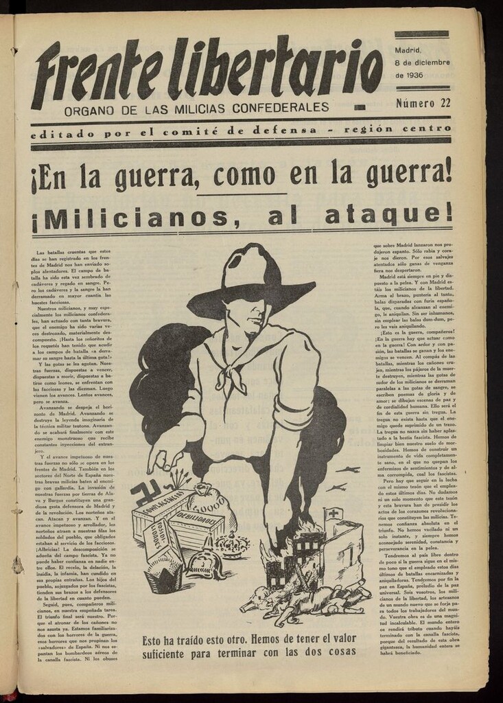 Miniatura de Frente Libertario: Órgano de las Milicias Confederales del 8 de diciembre de 1936