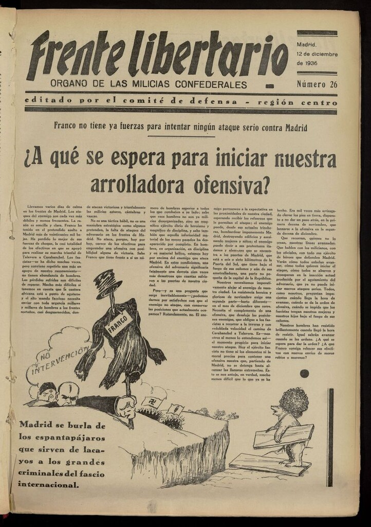 Miniatura de Frente Libertario: Órgano de las Milicias Confederales del 12 de diciembre de 1936
