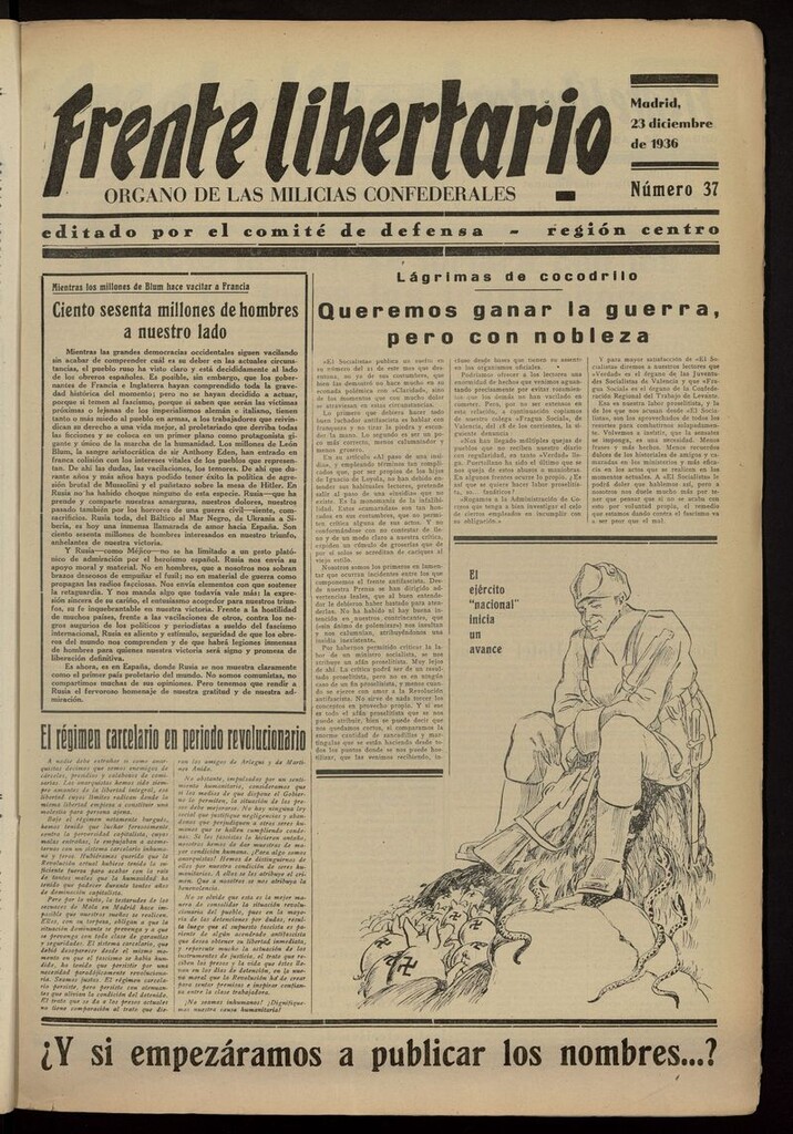 Miniatura de Frente Libertario: Órgano de las Milicias Confederales del 23 de diciembre de 1936