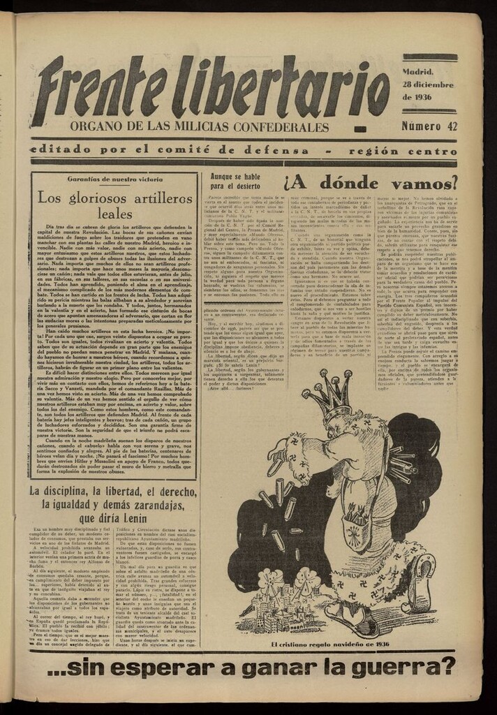 Miniatura de Frente Libertario: Órgano de las Milicias Confederales del 28 de diciembre de 1936