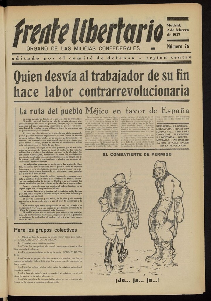 Miniatura de Frente Libertario: Órgano de las Milicias Confederales del 2 de febrero de 1937