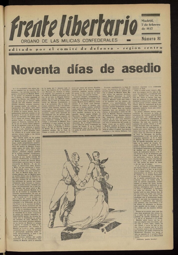 Miniatura de Frente Libertario: Órgano de las Milicias Confederales del 7 de febrero de 1937
