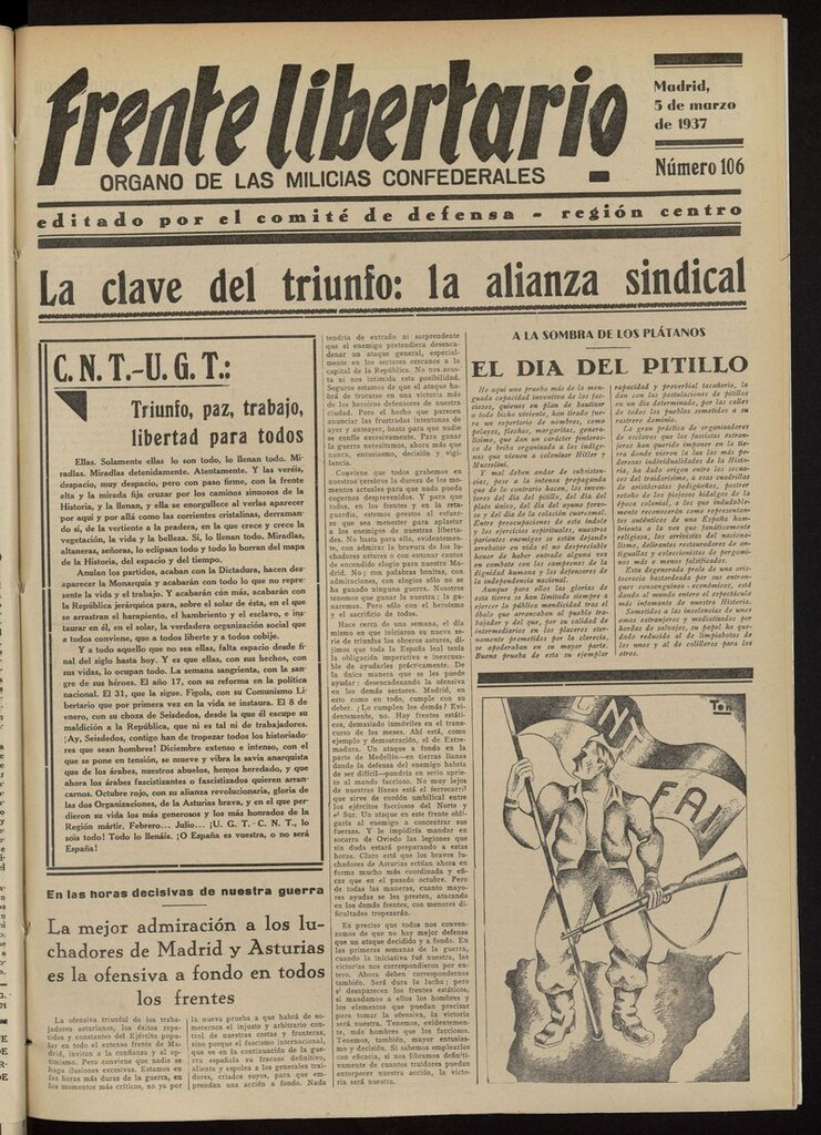 Miniatura de Frente Libertario: Órgano de las Milicias Confederales del 5 de marzo de 1937