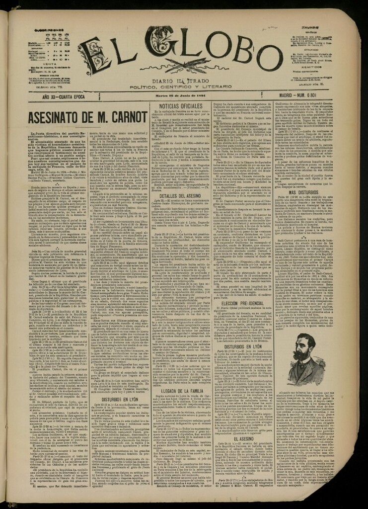 Miniatura de El Globo : diario ilustrado del 26 de junio de 1894, nº 6801