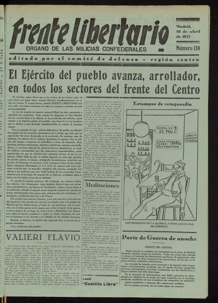 Miniatura de Frente Libertario: Órgano de las Milicias Confederales del 10 de abril de 1937