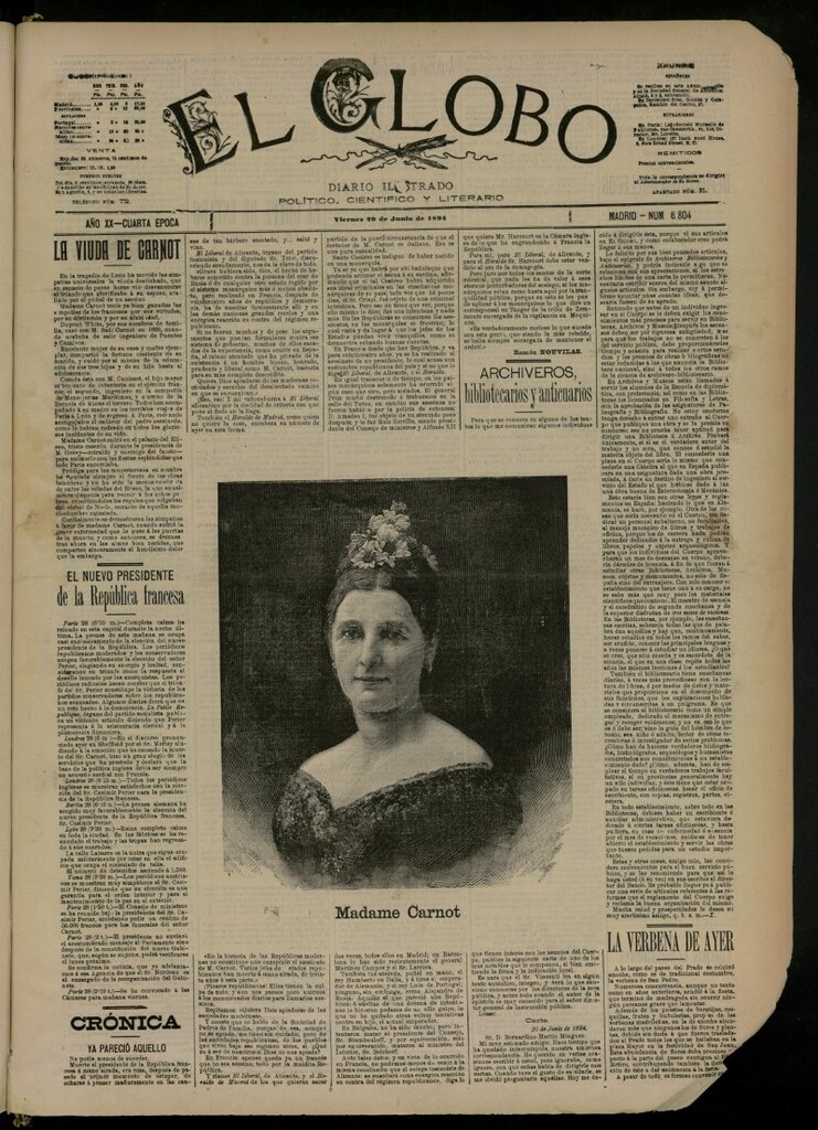 Miniatura de El Globo : diario ilustrado del 29 de junio de 1894, nº 6804