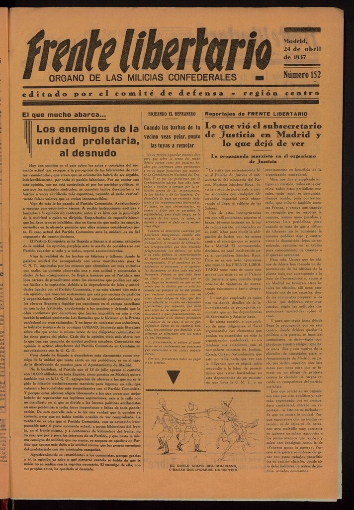 Miniatura de Frente Libertario: Órgano de las Milicias Confederales del 24 de abril de 1937