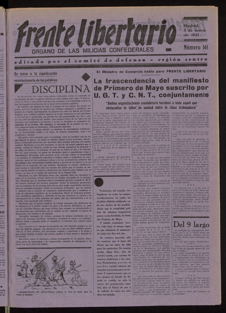 Miniatura de Frente Libertario: Órgano de las Milicias Confederales del 3 de mayo de 1937