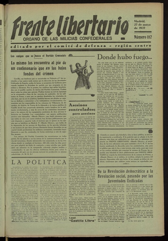 Miniatura de Frente Libertario: Órgano de las Milicias Confederales del 27 de mayo de 1937