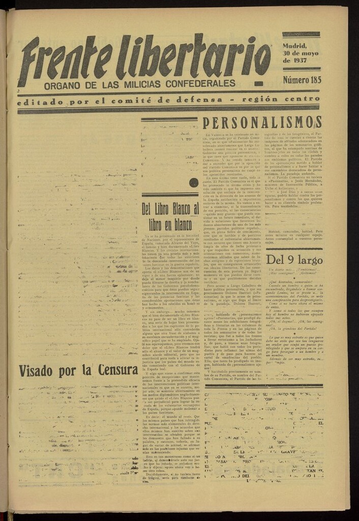 Miniatura de Frente Libertario: Órgano de las Milicias Confederales del 30 de mayo de 1937