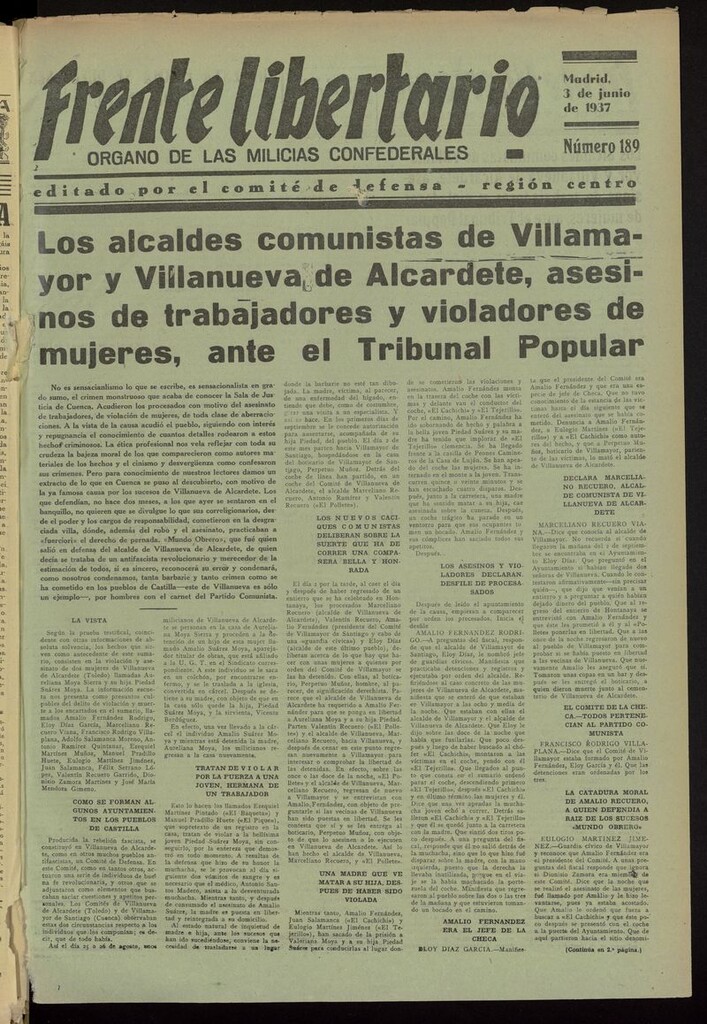 Miniatura de Frente Libertario: Órgano de las Milicias Confederales del 3 de junio de 1937