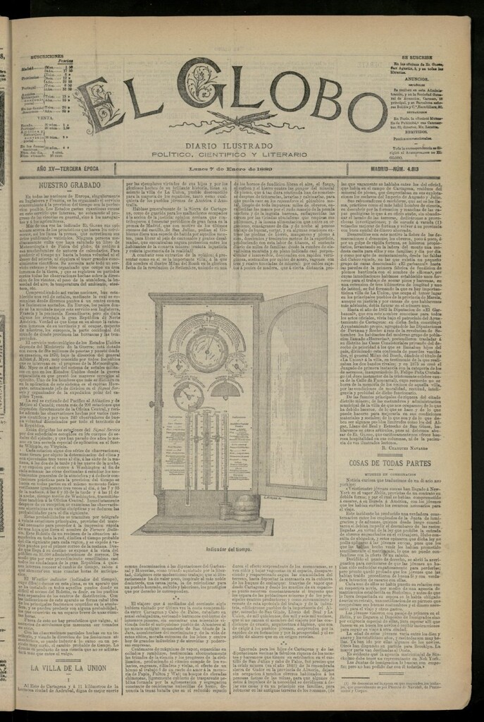 Miniatura de El Globo : diario ilustrado del 7 de enero de 1889, nº 4813