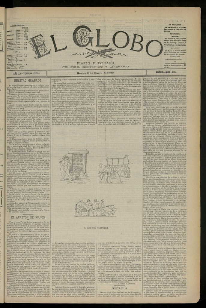 Miniatura de El Globo : diario ilustrado del 8 de enero de 1889, nº 4814