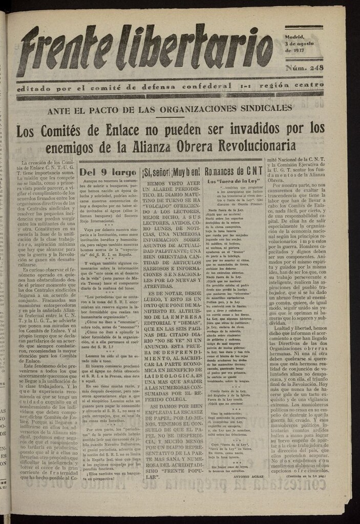 Miniatura de Frente Libertario: Órgano de las Milicias Confederales del 3 de agosto de 1937