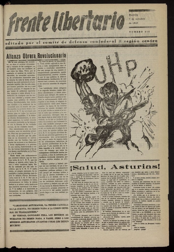 Miniatura de Frente Libertario: Órgano de las Milicias Confederales del 7 de octubre de 1937