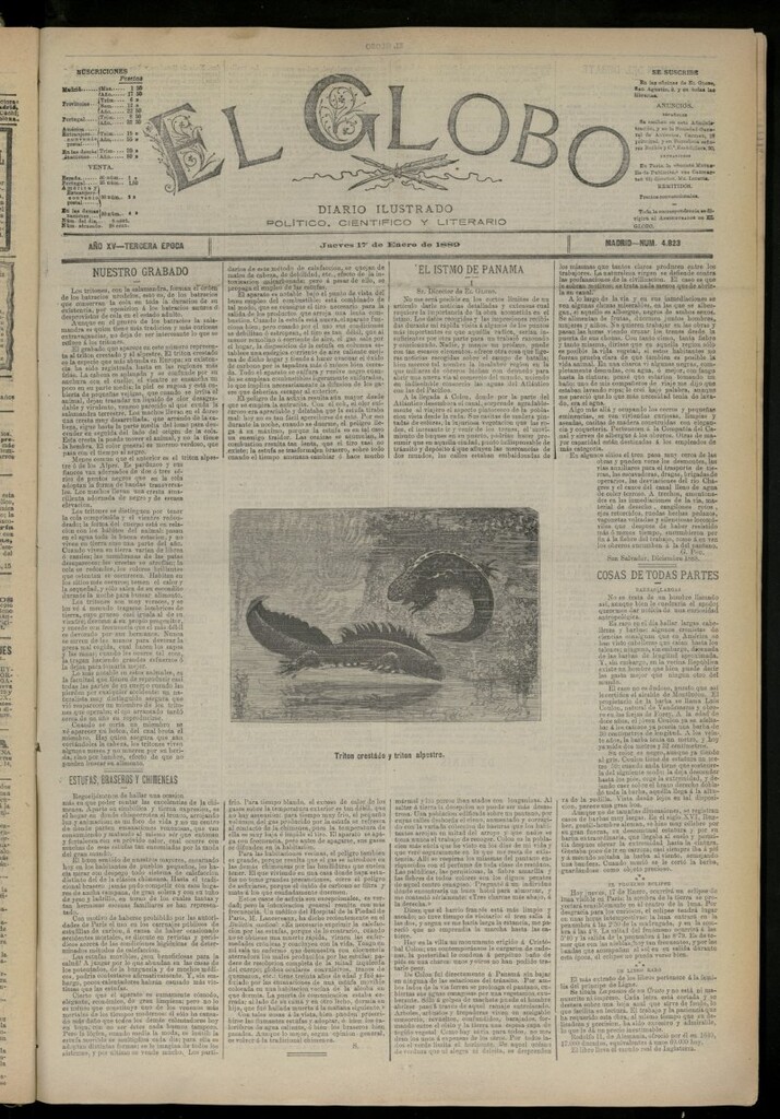 Miniatura de El Globo : diario ilustrado del 17 de enero de 1889, nº 4823