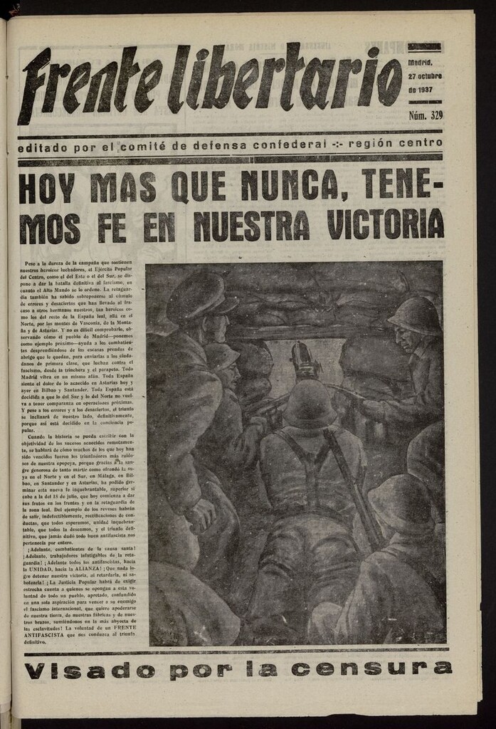 Miniatura de Frente Libertario: Órgano de las Milicias Confederales del 27 de octubre de 1937