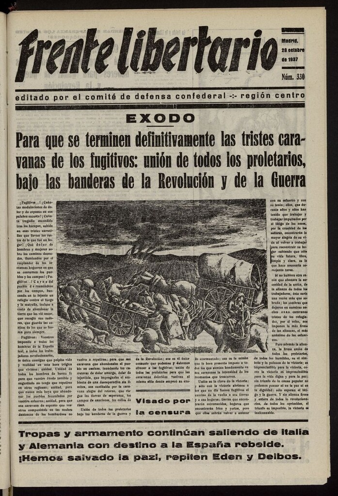 Miniatura de Frente Libertario: Órgano de las Milicias Confederales del 28 de octubre de 1937
