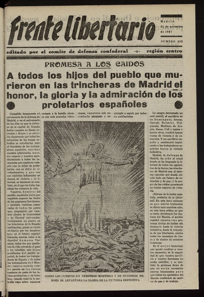 Miniatura de Frente Libertario: Órgano de las Milicias Confederales del 21 de noviembre de 1937