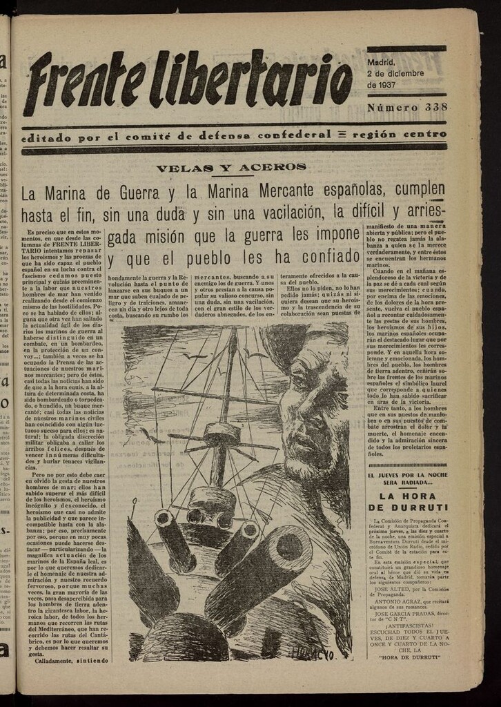 Miniatura de Frente Libertario: Órgano de las Milicias Confederales del 2 de diciembre de 1937