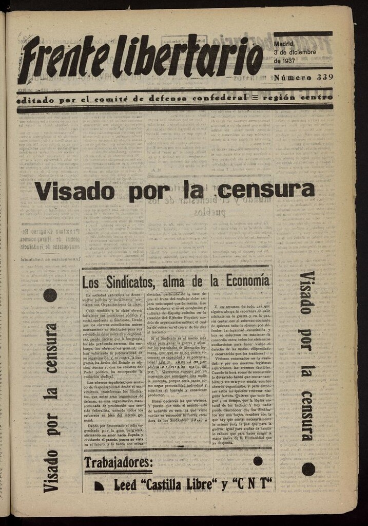 Miniatura de Frente Libertario: Órgano de las Milicias Confederales del 3 de diciembre de 1937