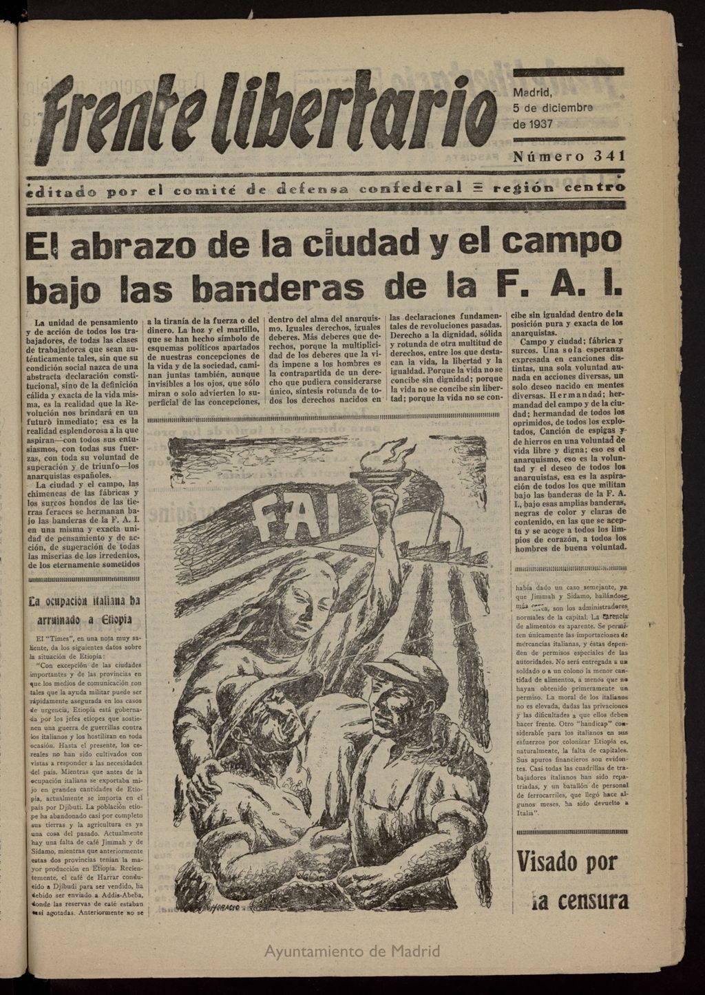 Miniatura de Frente Libertario: Órgano de las Milicias Confederales del 5 de diciembre de 1937